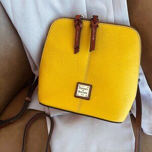 Dooney & Bourke Pebbled Leather Crossbody Yellow Zip Top